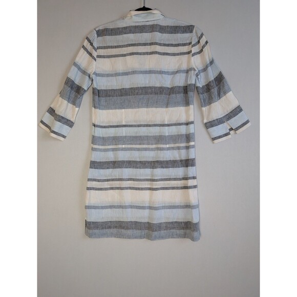 Brooks Brothers 100% Linen Shirtdress Sz 2 Dress Blue White Stripes 3/4 Sleeve - Picture 9 of 14